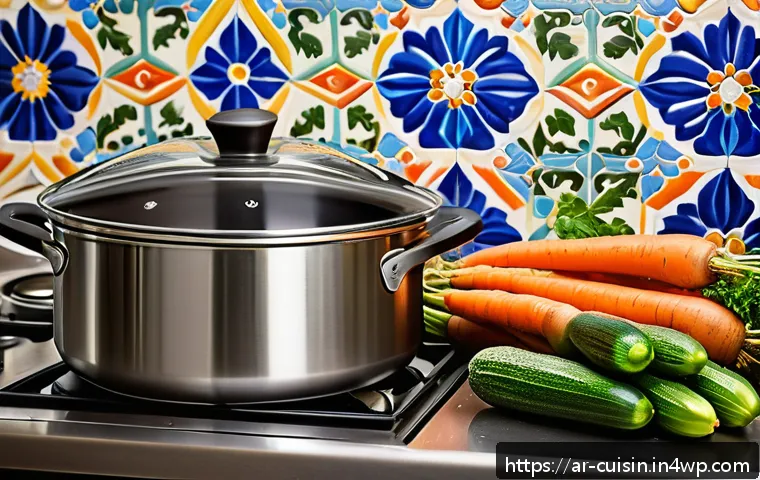 영양가 높은 물 절약 요리법 - A vibrant Middle Eastern kitchen scene showing a traditional multi-layered steamer pot gently steami...