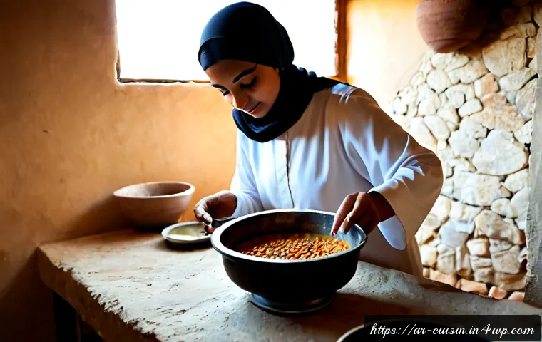 물 절약을 위한 다양한 요리법 - Photorealistic Arab home kitchen, a woman in modest long-sleeved clothing preparing a one-pot lentil...